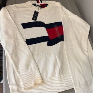 Tommy Hilfiger Cream Sweater with Navy and Red Design